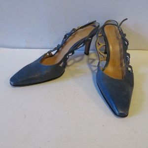 TANINO CRISCI BLUE LEATHER SLINGBACK SANDALS SZ 36
